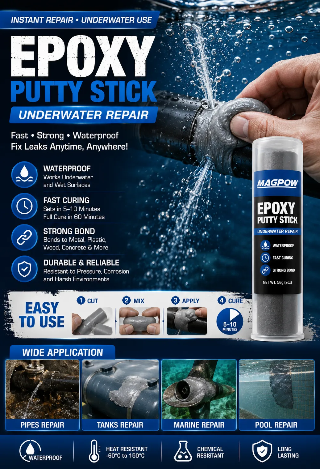 Epoxy Putty Stick - Underwater Repair